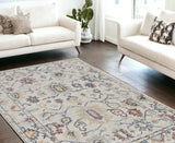 9' X 13' Ivory Hand Tufted Space Dyed Floral Traditional Indoor Area Rug - Homeroots