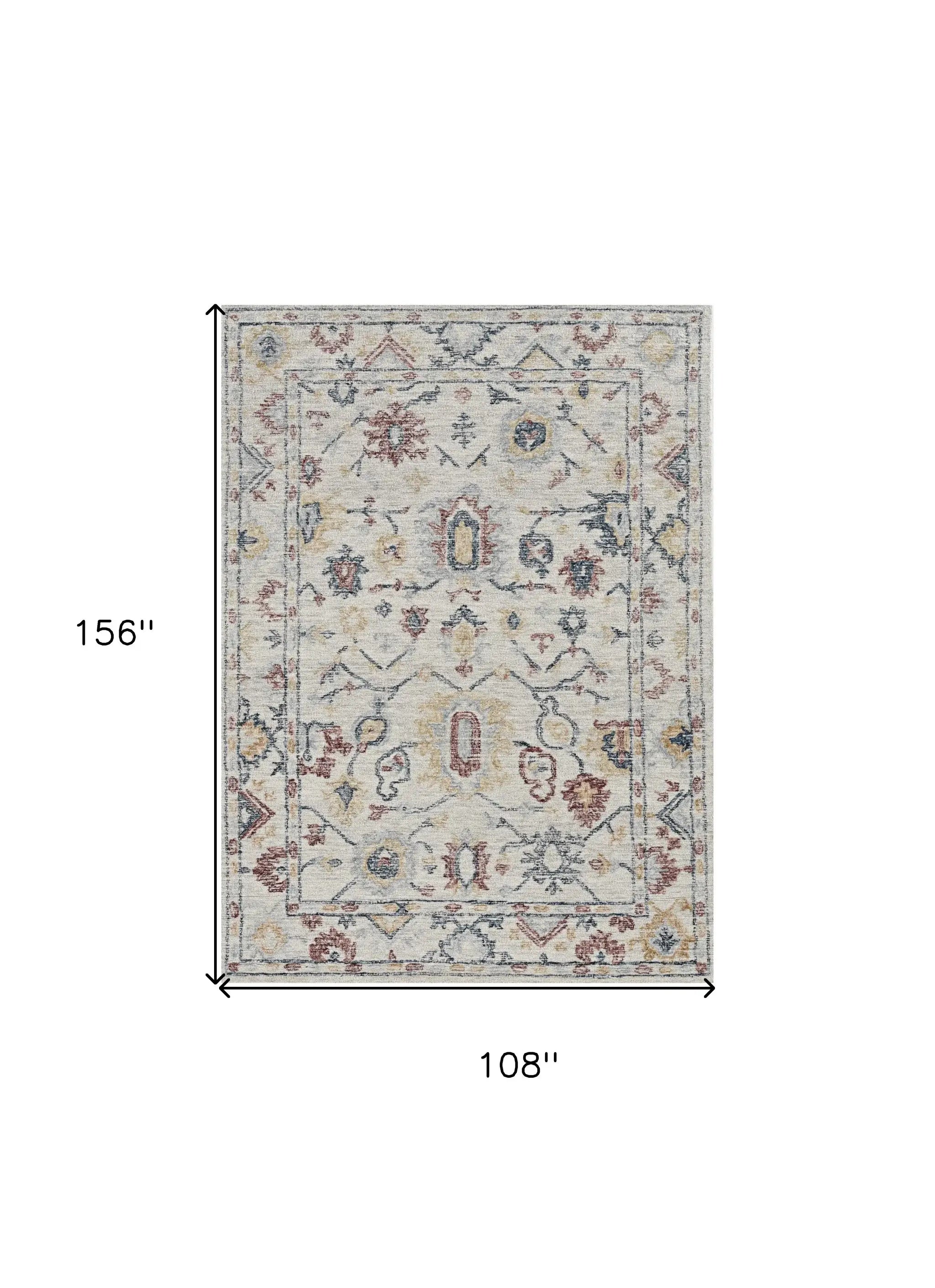 9' X 13' Ivory Hand Tufted Space Dyed Floral Traditional Indoor Area Rug - Homeroots - Flyclothing LLC