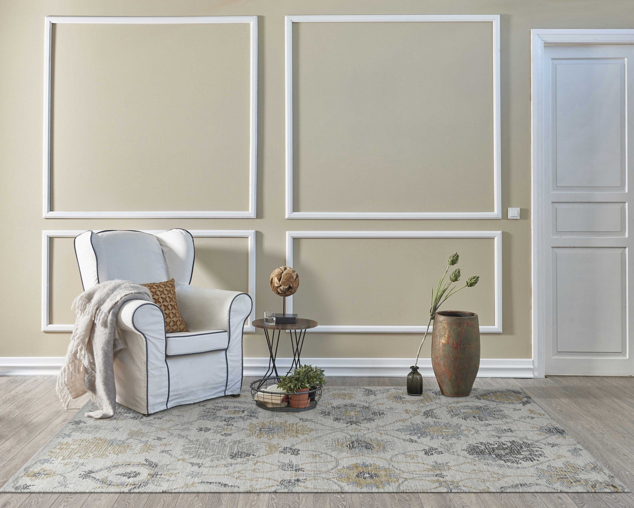 2' X 8' Ivory Floral Vine Wool Runner Rug - Homeroots