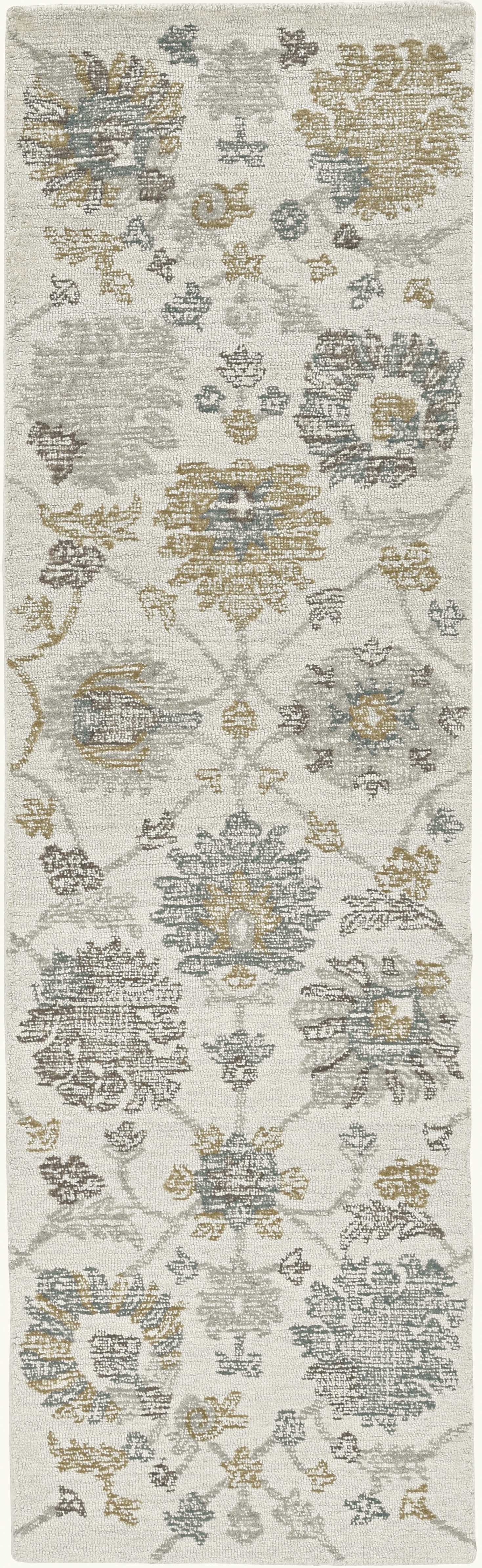 2' X 8' Ivory Floral Vine Wool Runner Rug - Homeroots