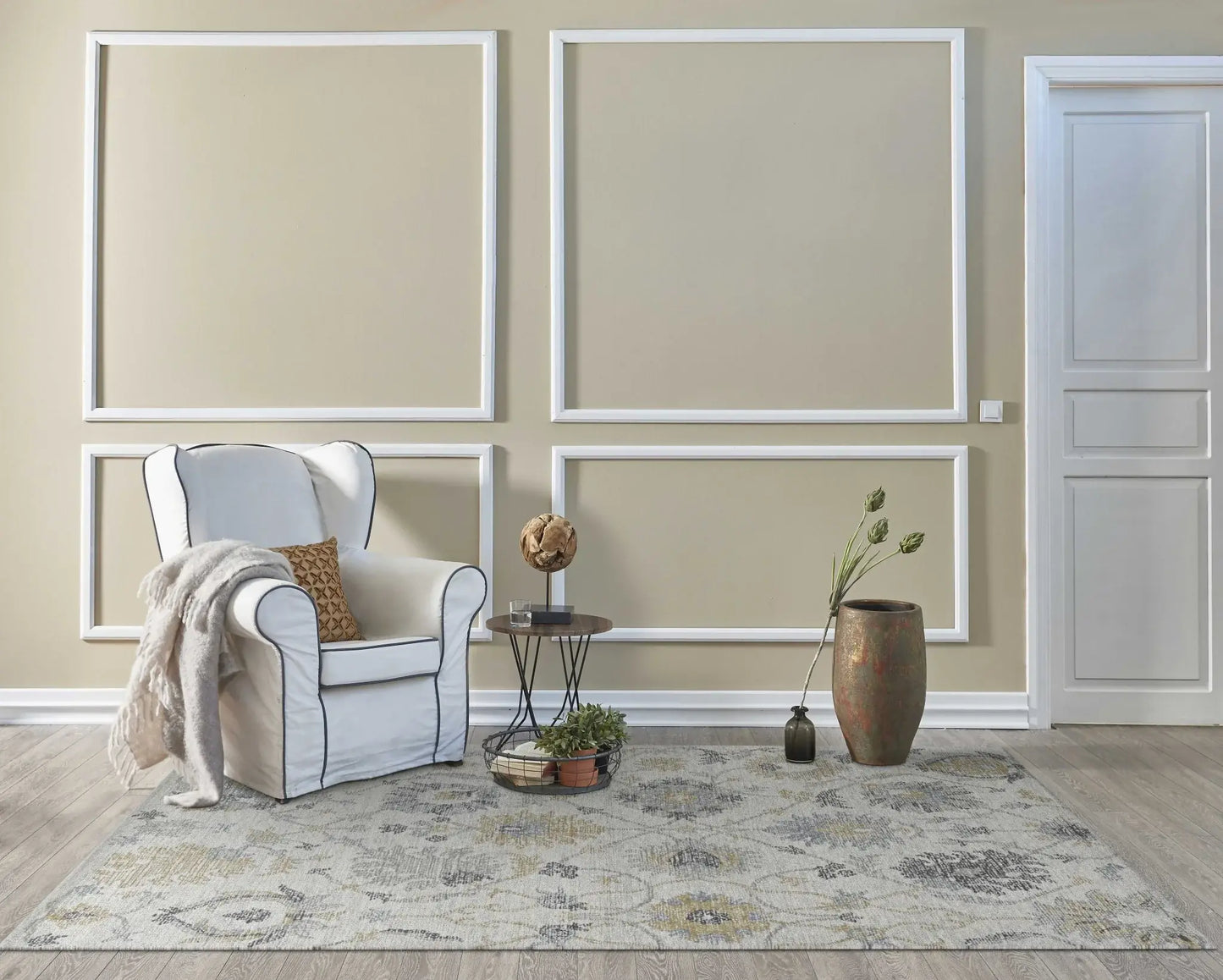 5' X 7' Ivory Hand Tufted Space Dyed Floral Traditional Indoor Area Rug - Homeroots - Flyclothing LLC