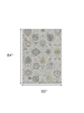 5' X 7' Ivory Hand Tufted Space Dyed Floral Traditional Indoor Area Rug - Homeroots