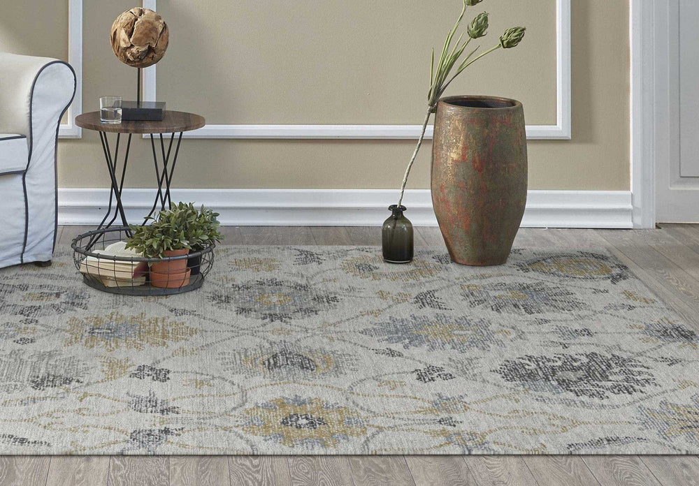 5' X 7' Ivory Hand Tufted Space Dyed Floral Traditional Indoor Area Rug - Homeroots - Flyclothing LLC