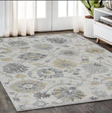 5' X 7' Ivory Hand Tufted Space Dyed Floral Traditional Indoor Area Rug - Homeroots