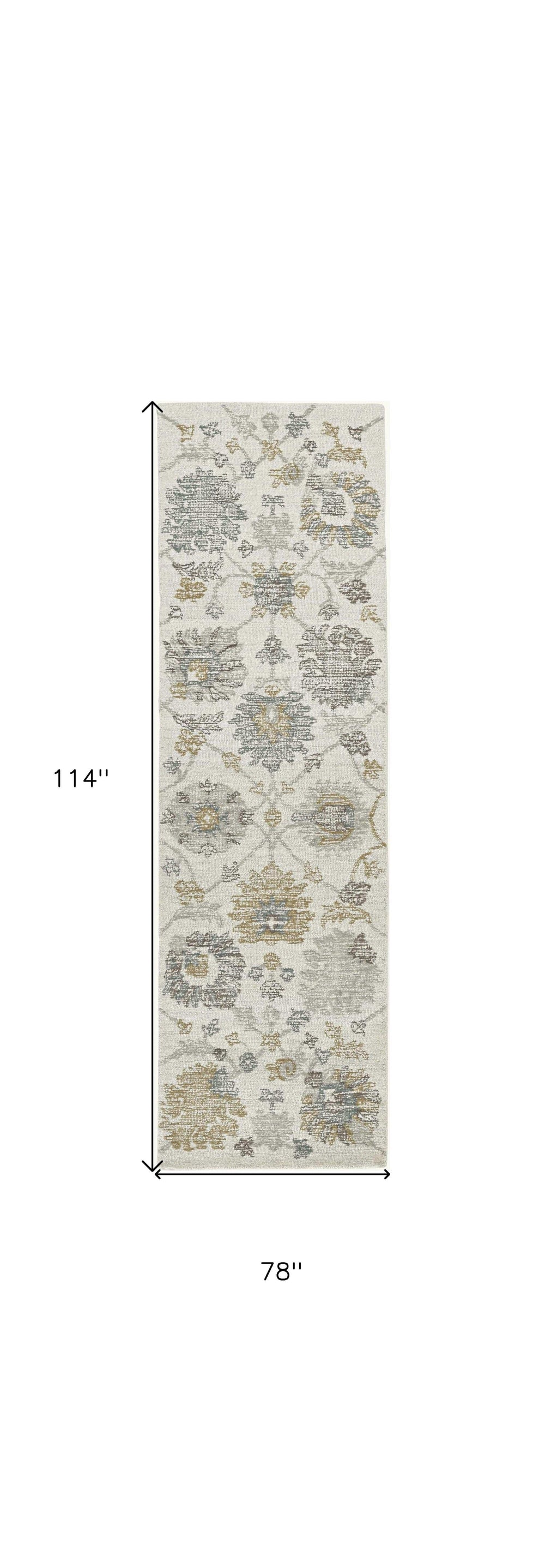 7' X 10' Ivory Hand Tufted Space Dyed Traditional Floral Indoor Area Rug - Homeroots - Flyclothing LLC