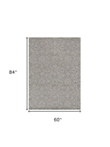 5' X 7' Grey Floral Vines Wool Indoor Area Rug - Homeroots - Flyclothing LLC