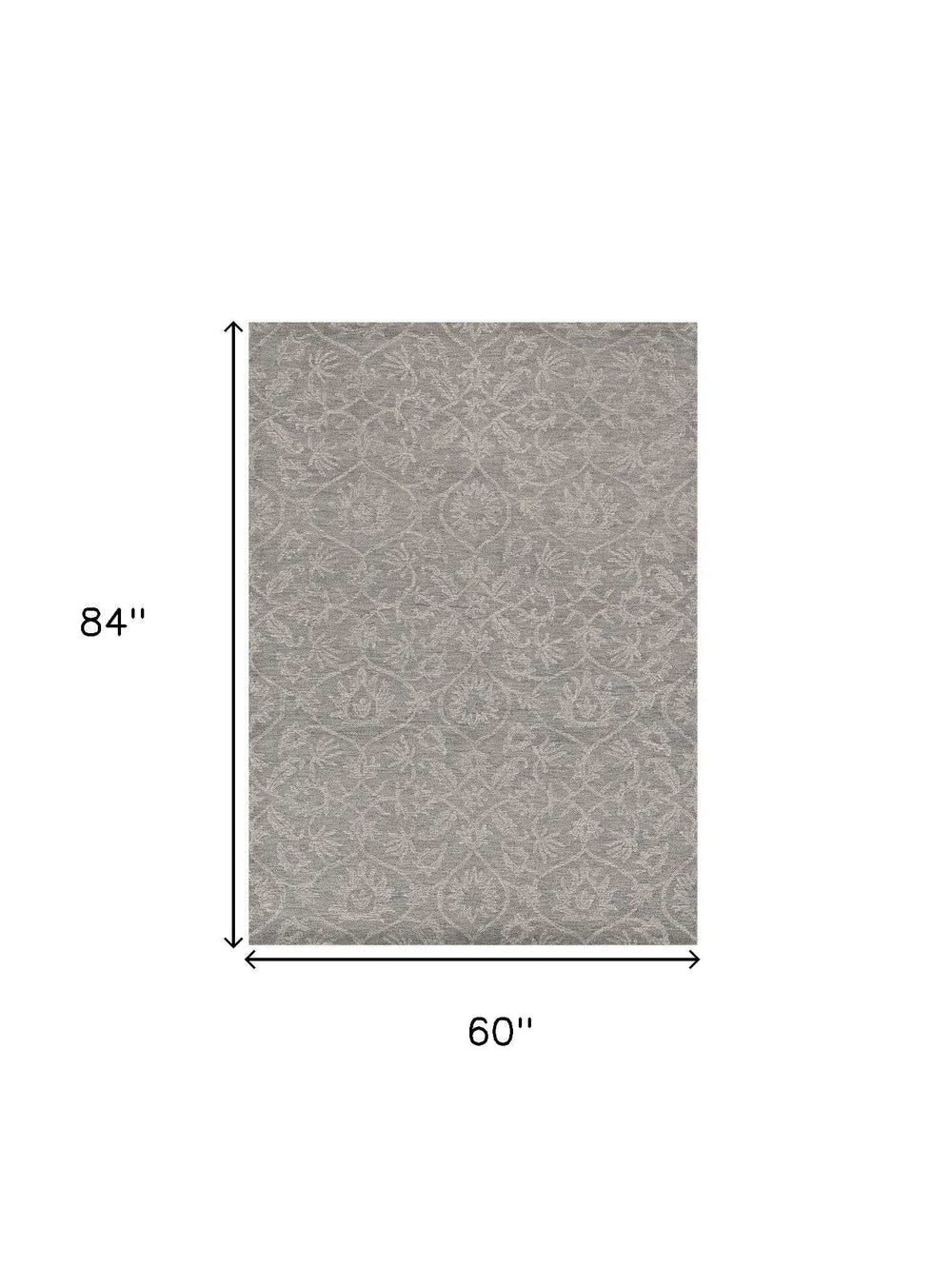 5' X 7' Grey Floral Vines Wool Indoor Area Rug - Homeroots - Flyclothing LLC