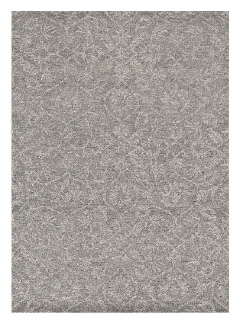 5' X 7' Grey Floral Vines Wool Indoor Area Rug