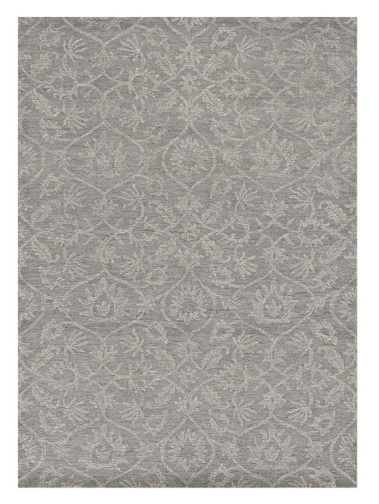 5' X 7' Grey Floral Vines Wool Indoor Area Rug