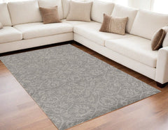 5' X 7' Grey Floral Vines Wool Indoor Area Rug - Homeroots