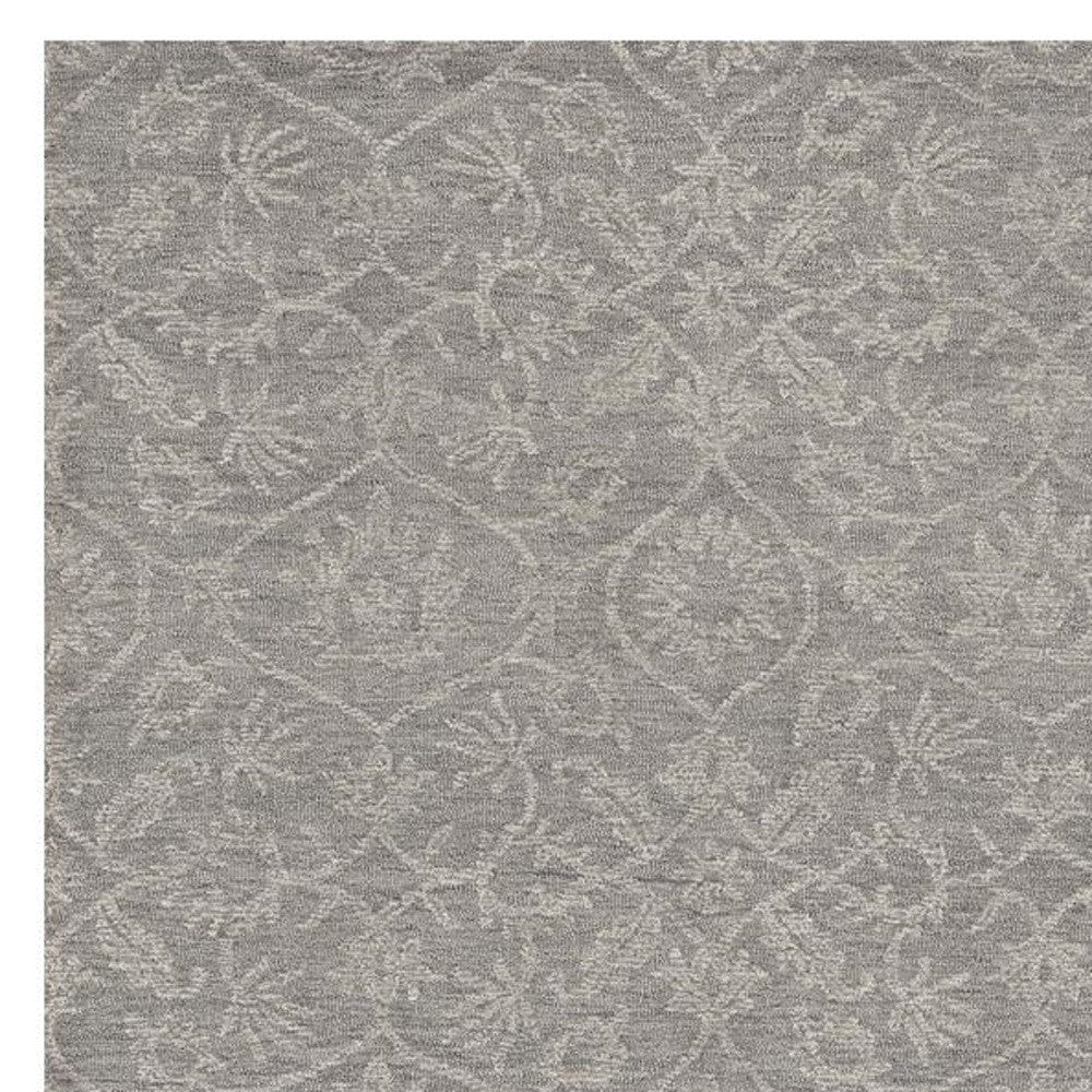 5' X 7' Grey Floral Vines Wool Indoor Area Rug