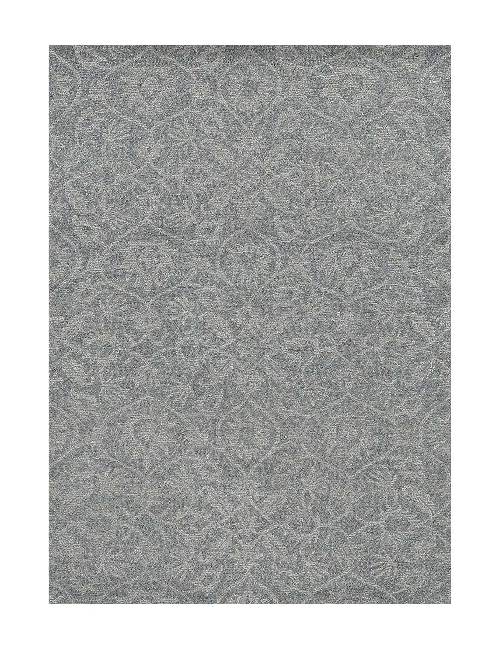9' X 13' Grey Hand Tufted Space Dyed Floral Ogee Indoor Area Rug - Homeroots - Flyclothing LLC