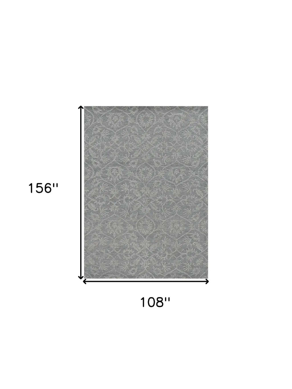 9' X 13' Grey Hand Tufted Space Dyed Floral Ogee Indoor Area Rug - Homeroots - Flyclothing LLC