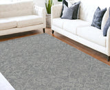 9' X 13' Grey Hand Tufted Space Dyed Floral Ogee Indoor Area Rug - Homeroots