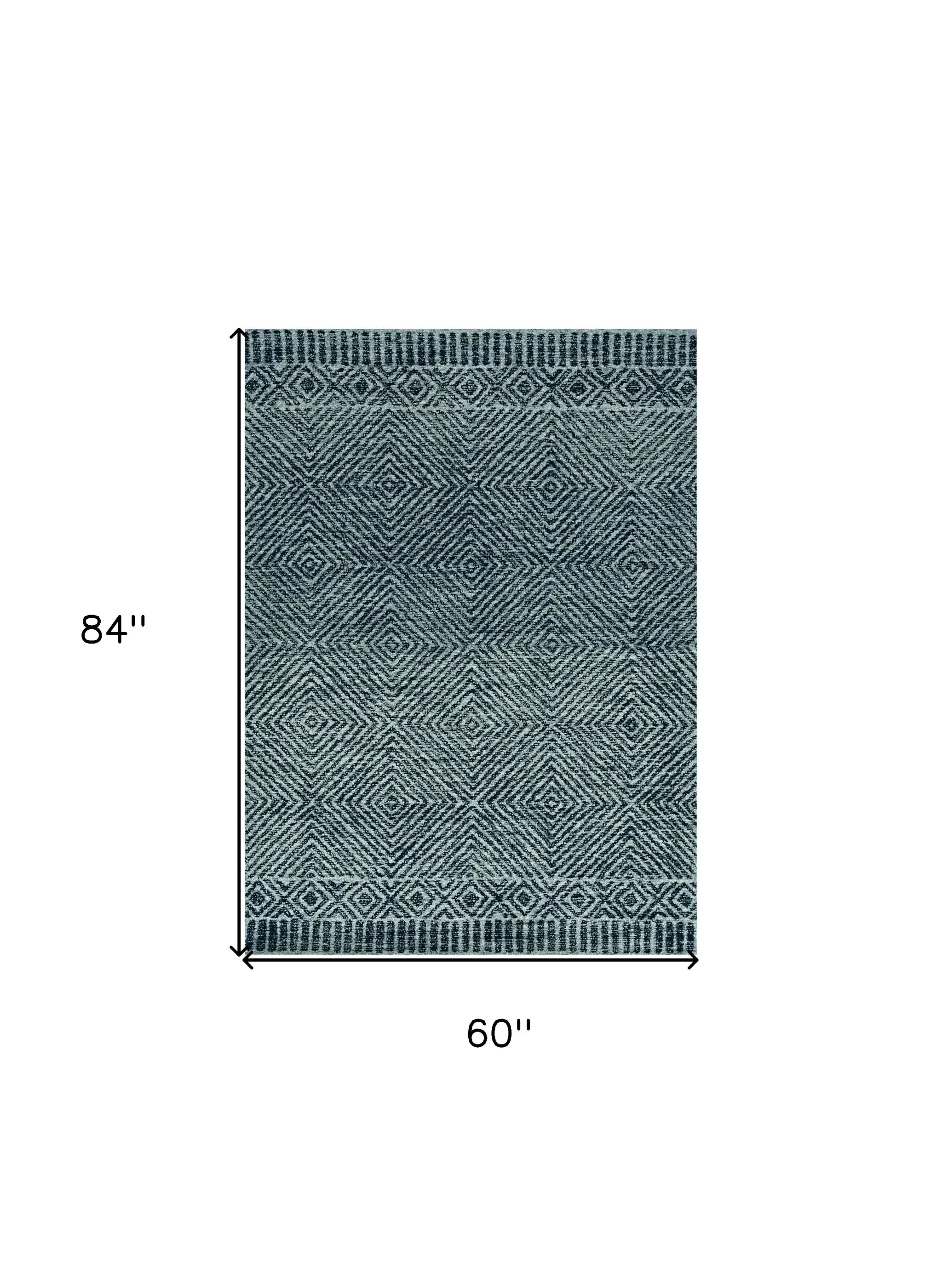 5' X 7' Grey Black Hand Tufted Space Dyed Geometric Indoor Area Rug - Homeroots - Flyclothing LLC