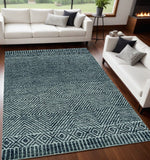 5' X 7' Grey Black Hand Tufted Space Dyed Geometric Indoor Area Rug - Homeroots