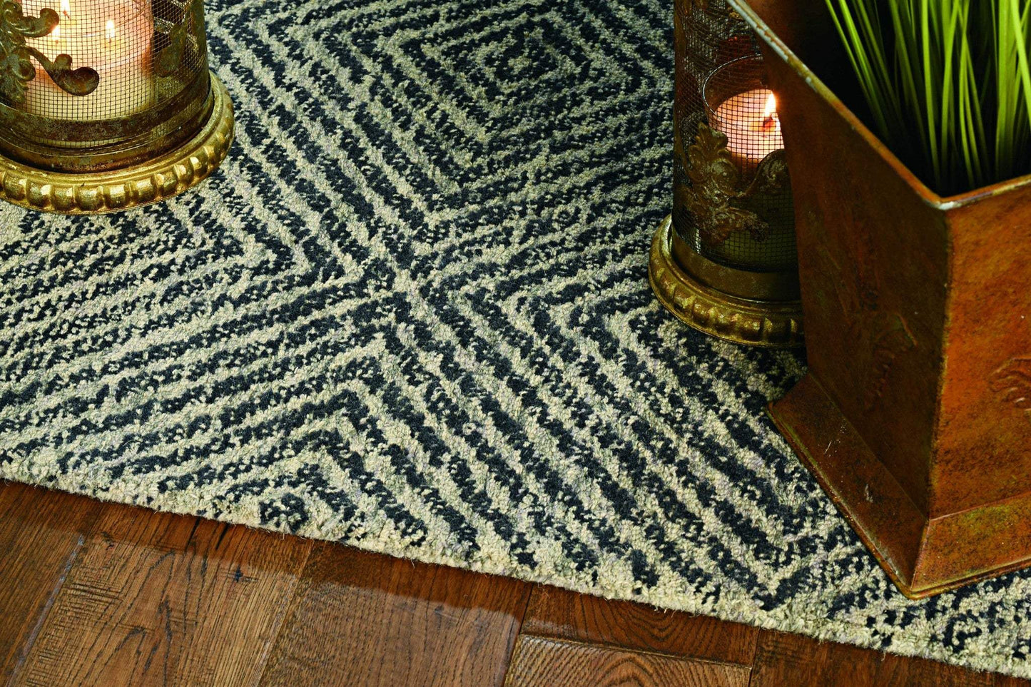 7' X 10' Grey Black Hand Tufted Space Dyed Geometric Indoor Area Rug - Homeroots - Flyclothing LLC