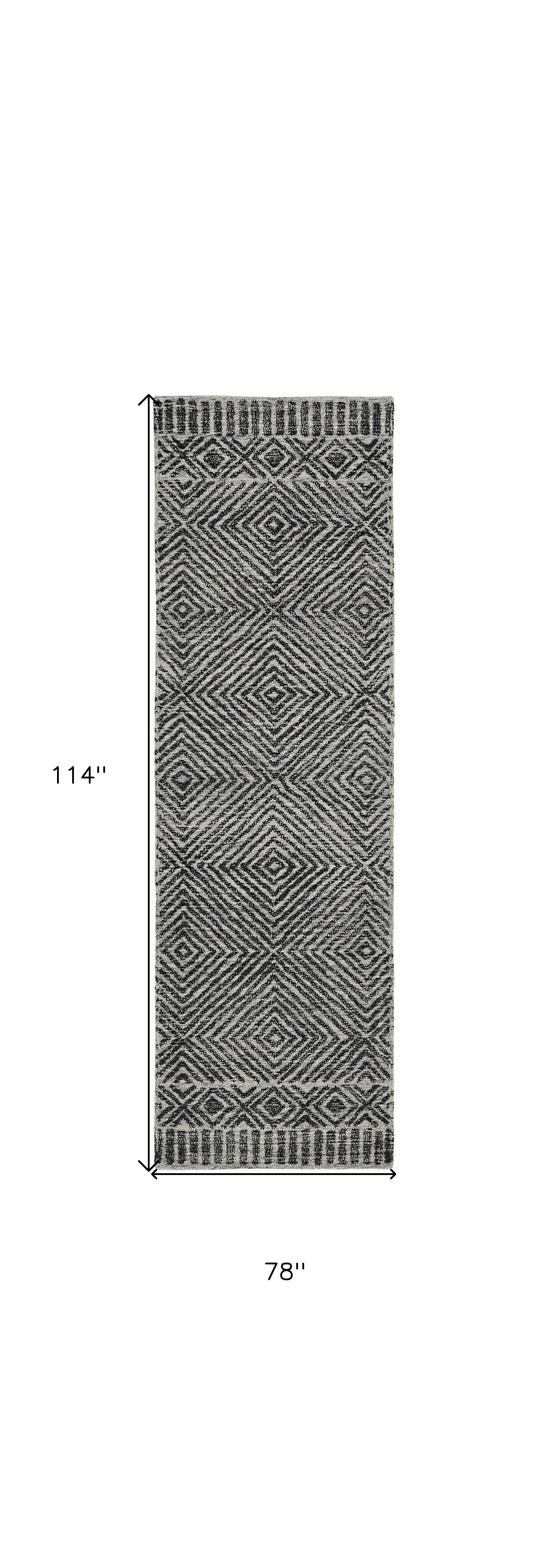 7' X 10' Grey Black Hand Tufted Space Dyed Geometric Indoor Area Rug - Homeroots - Flyclothing LLC