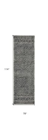7' X 10' Grey Black Hand Tufted Space Dyed Geometric Indoor Area Rug - Homeroots - Flyclothing LLC