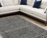 96 X 132 Grey Or  Black Wool Rug - Homeroots