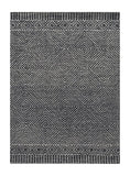 108 X 156 Grey Or  Black Wool Rug - Homeroots