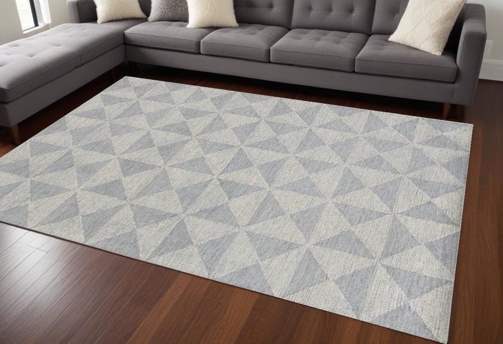 8' X 11' Ivory Hand Tufted Space Dyed Geometric Indoor Area Rug - Homeroots