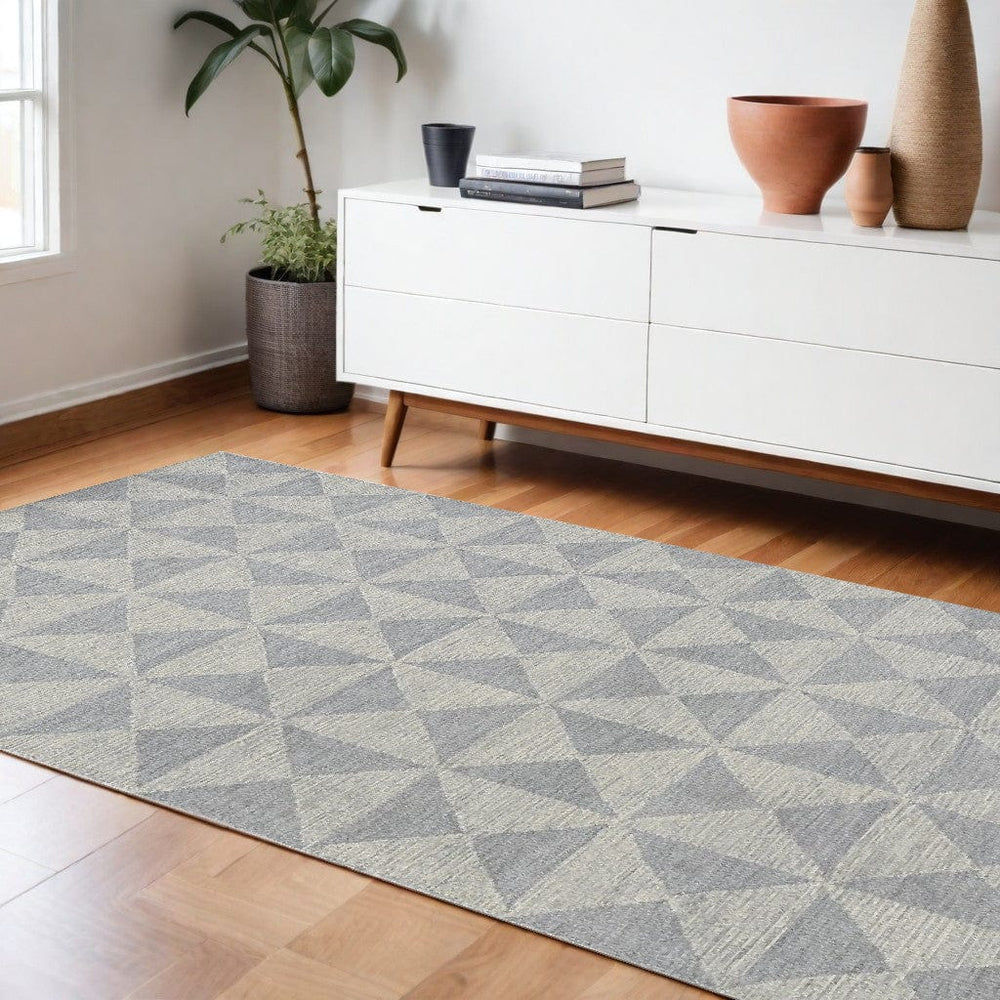 9' X 13' Ivory Hand Tufted Space Dyed Geometric Indoor Area Rug - Homeroots