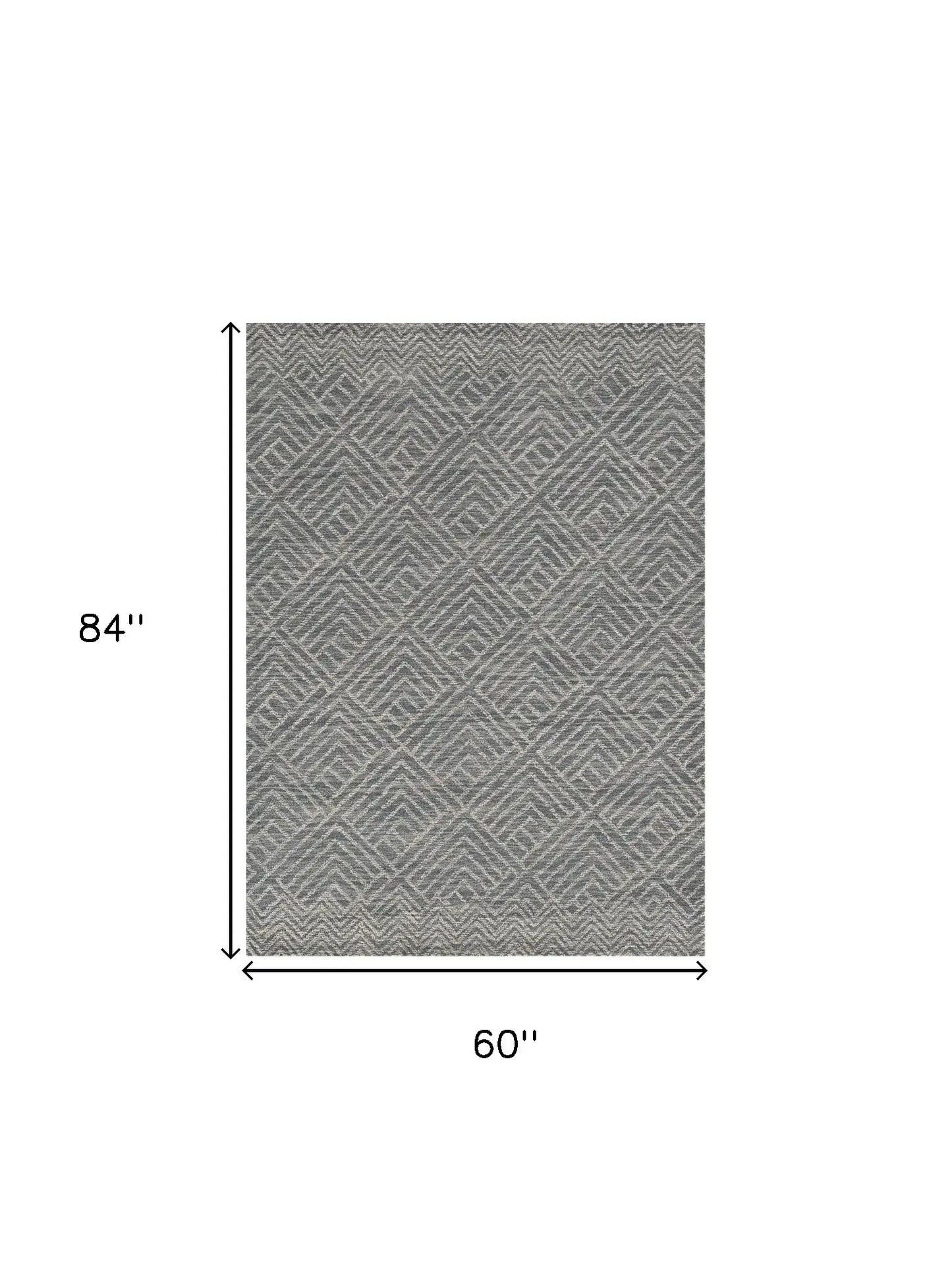 5' X 7' Denim Blue Hand Tufted Space Dyed Geometric Indoor Area Rug - Homeroots - Flyclothing LLC