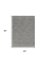 5' X 7' Denim Blue Hand Tufted Space Dyed Geometric Indoor Area Rug - Homeroots - Flyclothing LLC
