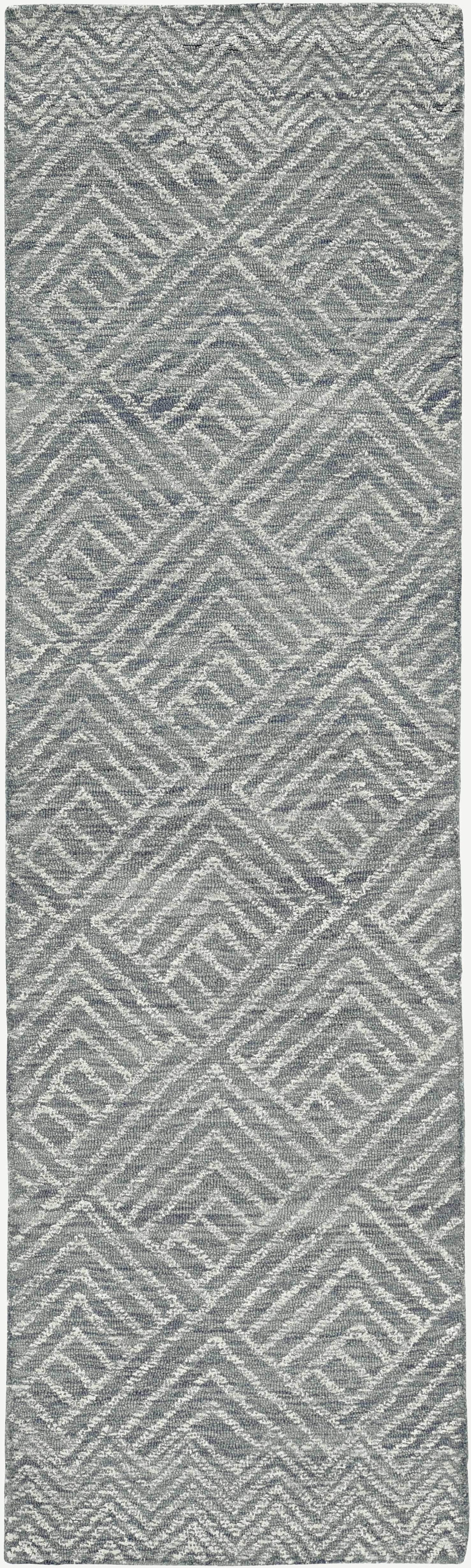 5' X 7' Denim Blue Hand Tufted Space Dyed Geometric Indoor Area Rug - Homeroots - Flyclothing LLC