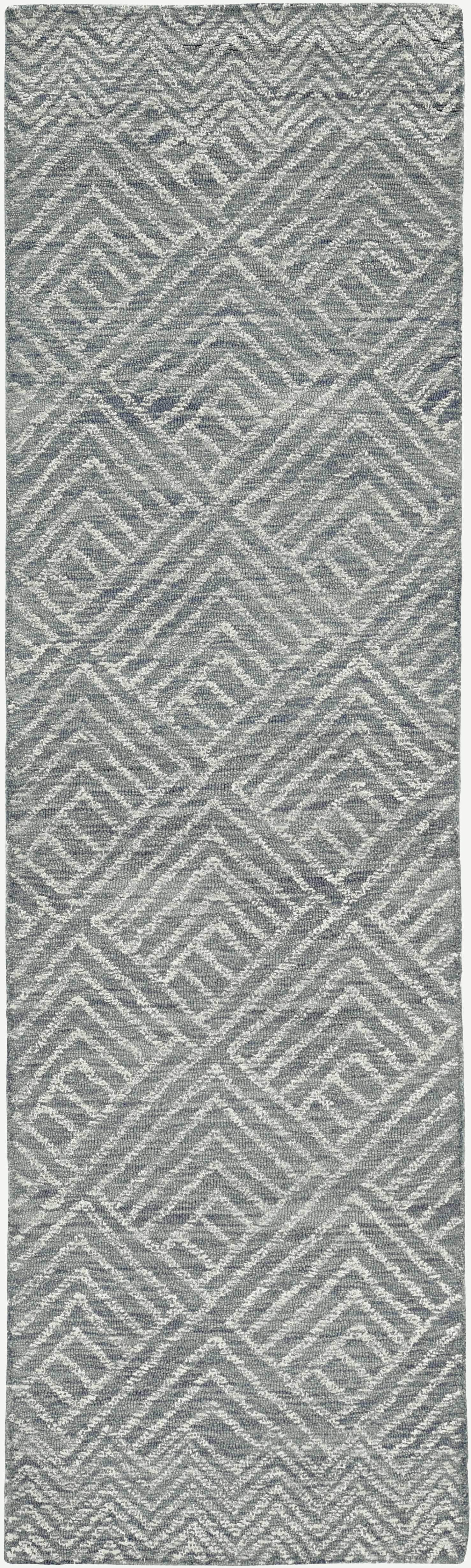 5' X 7' Denim Blue Hand Tufted Space Dyed Geometric Indoor Area Rug - Homeroots - Flyclothing LLC