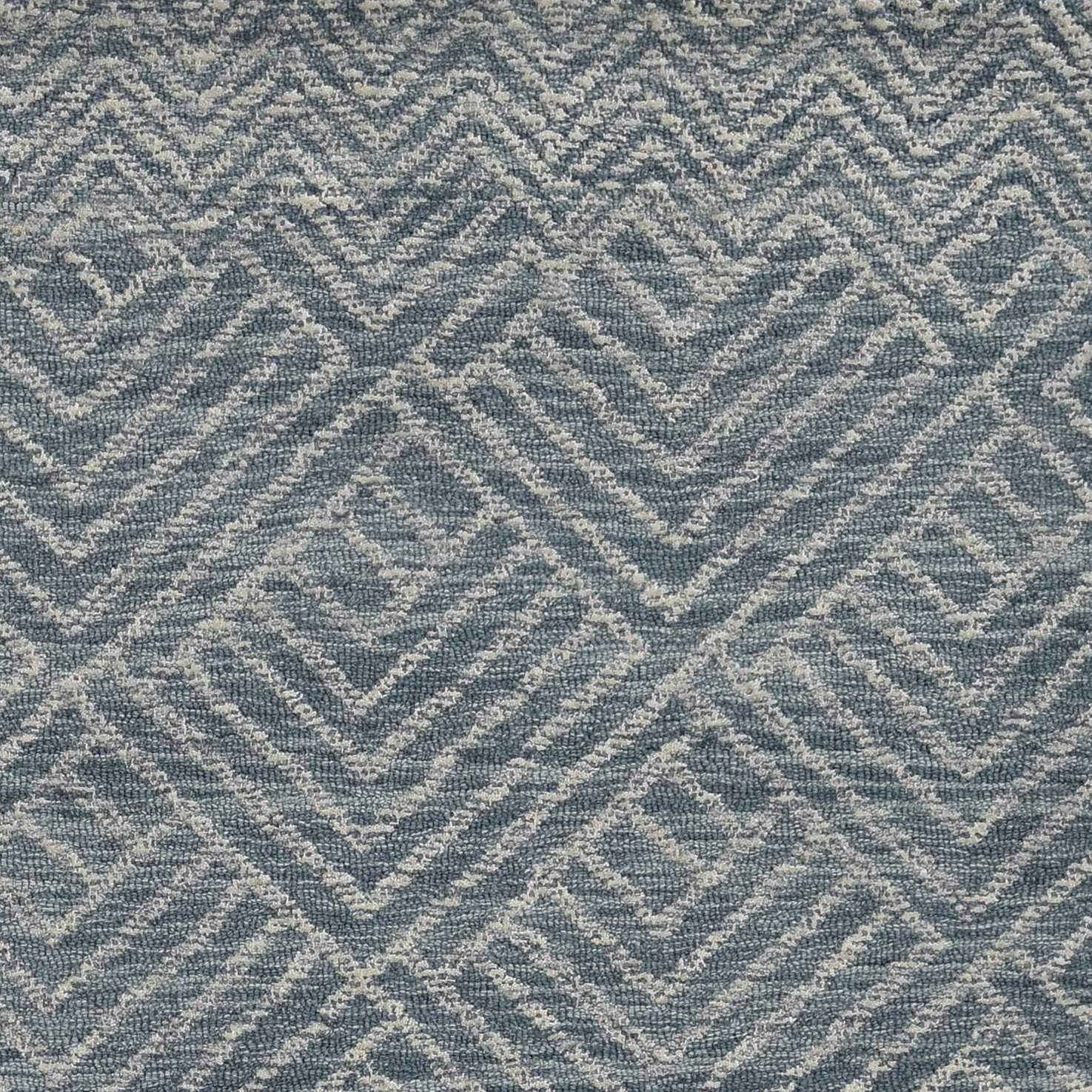 5' X 7' Denim Blue Hand Tufted Space Dyed Geometric Indoor Area Rug - Homeroots - Flyclothing LLC