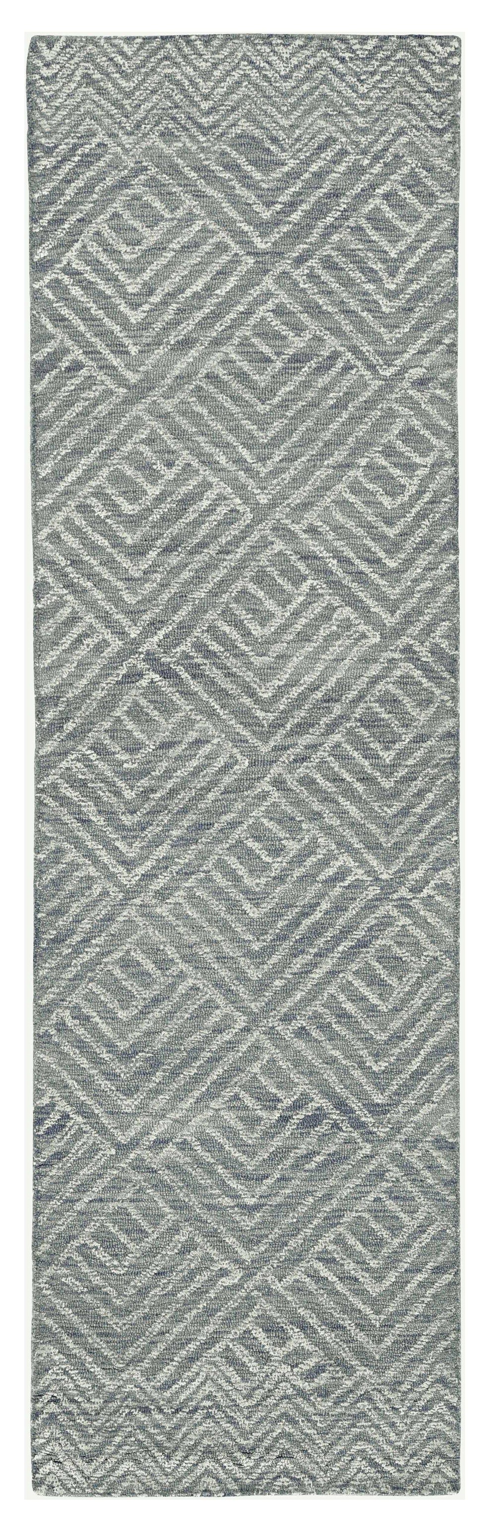 7' X 10' Denim Blue Hand Tufted Space Dyed Geometric Indoor Area Rug - Homeroots - Flyclothing LLC