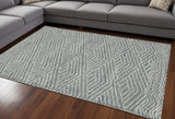 7' X 10' Denim Blue Hand Tufted Space Dyed Geometric Indoor Area Rug - Homeroots