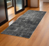 2' X 7' Grey Abstract Lines Runner Rug - Homeroots