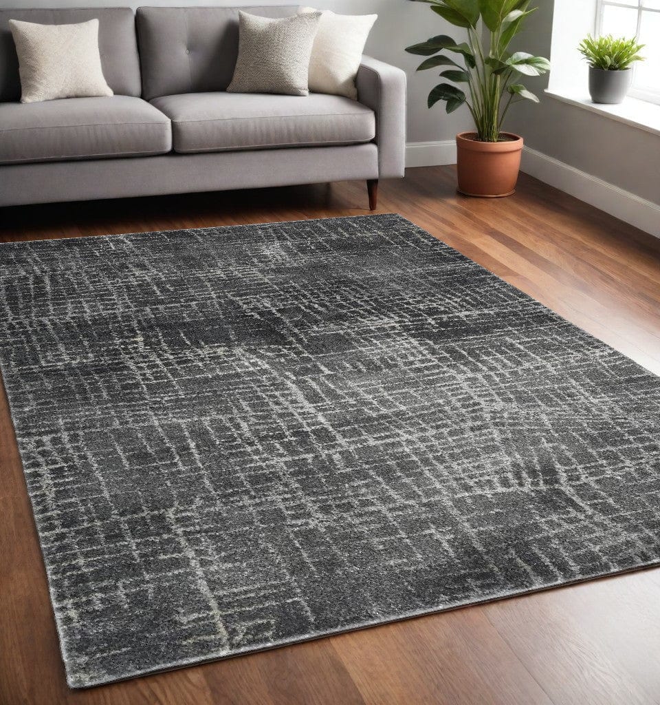 5' X 8' Grey Machine Woven Abstract Scratch Indoor Area Rug - Homeroots