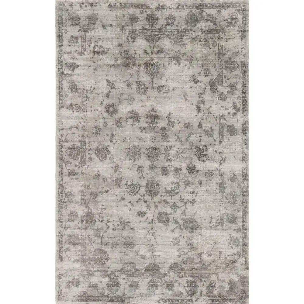 3' X 5' Gray Floral Vines Hand Loomed Distressed Area Rug - Homeroots - Flyclothing LLC