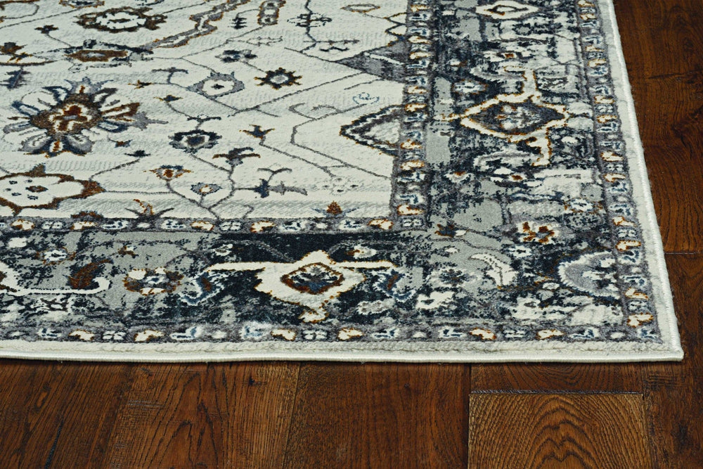 5' X 8' Ivory Grey Machine Woven Traditional Indoor Area Rug - Homeroots