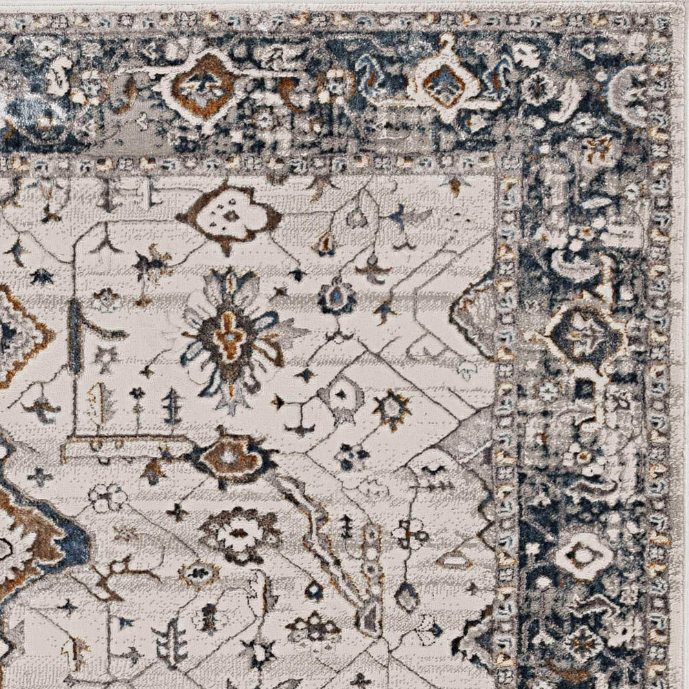 5' X 8' Ivory Grey Machine Woven Traditional Indoor Area Rug - Homeroots - Flyclothing LLC