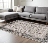 6' X 9' Gray and Ivory Area Rug - Homeroots