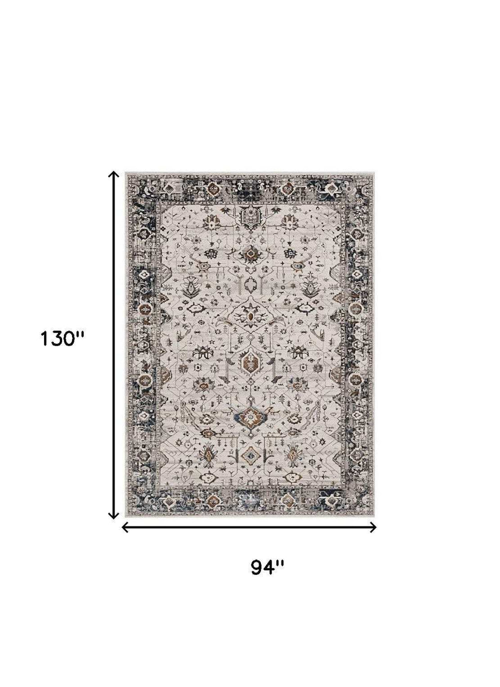 8' X 11' Gray and Ivory Area Rug - Homeroots - Flyclothing LLC