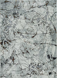 7' Ivory Grey Machine Woven Abstract Vermicular Indoor Runner Rug - Homeroots
