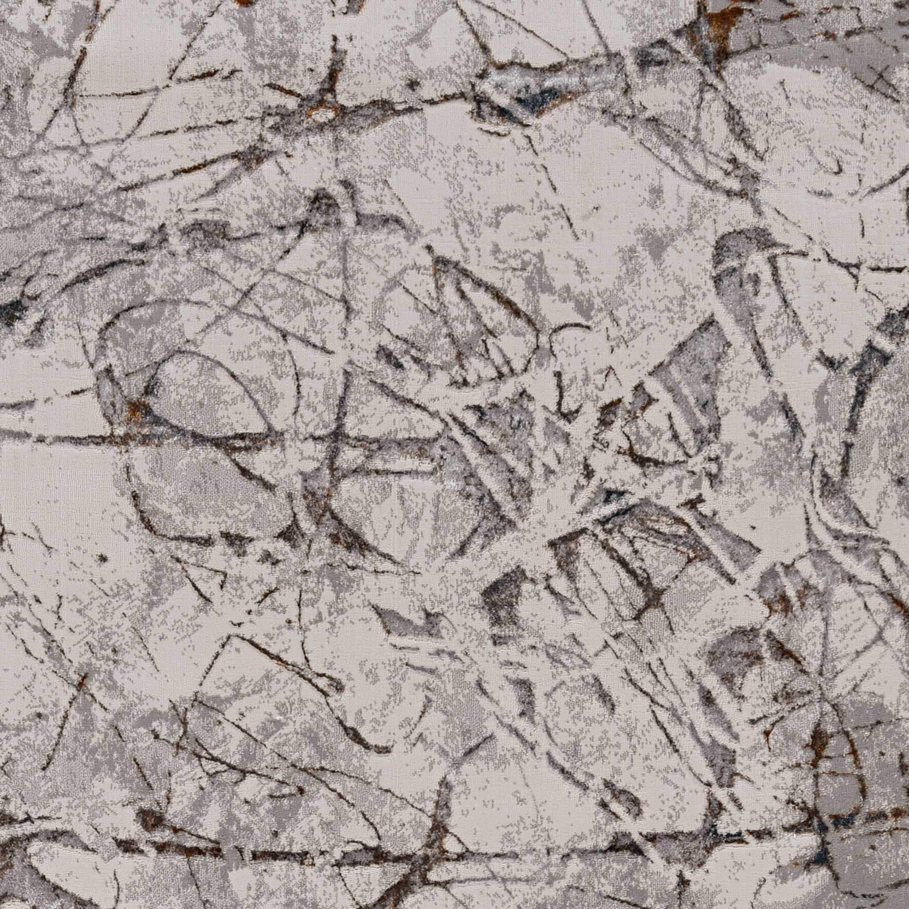7' Ivory Grey Machine Woven Abstract Vermicular Indoor Runner Rug - Homeroots - Flyclothing LLC