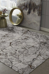 7' Ivory Grey Machine Woven Abstract Vermicular Indoor Runner Rug - Homeroots - Flyclothing LLC