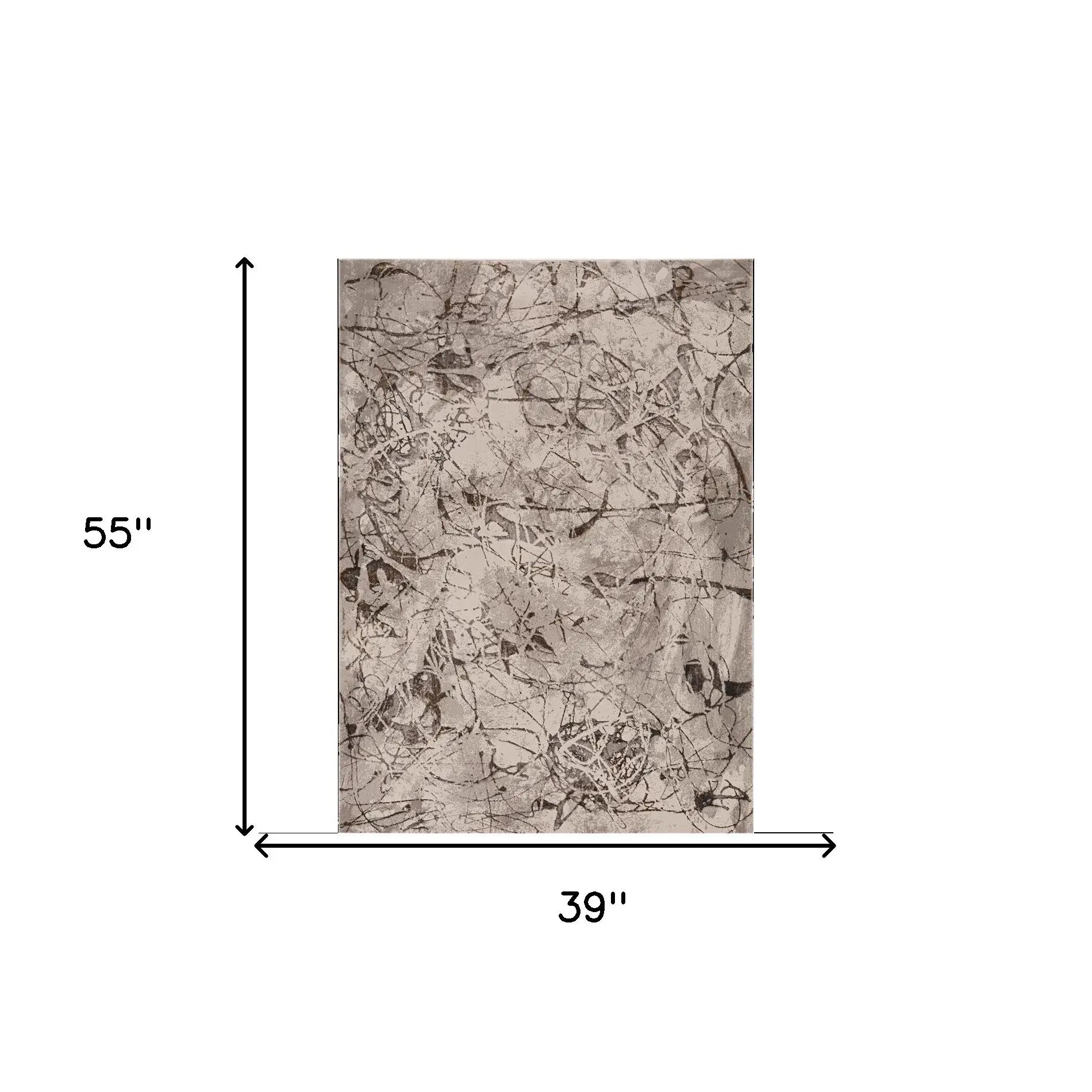 3' X 5' Gray and Ivory Abstract Area Rug - Homeroots - Flyclothing LLC