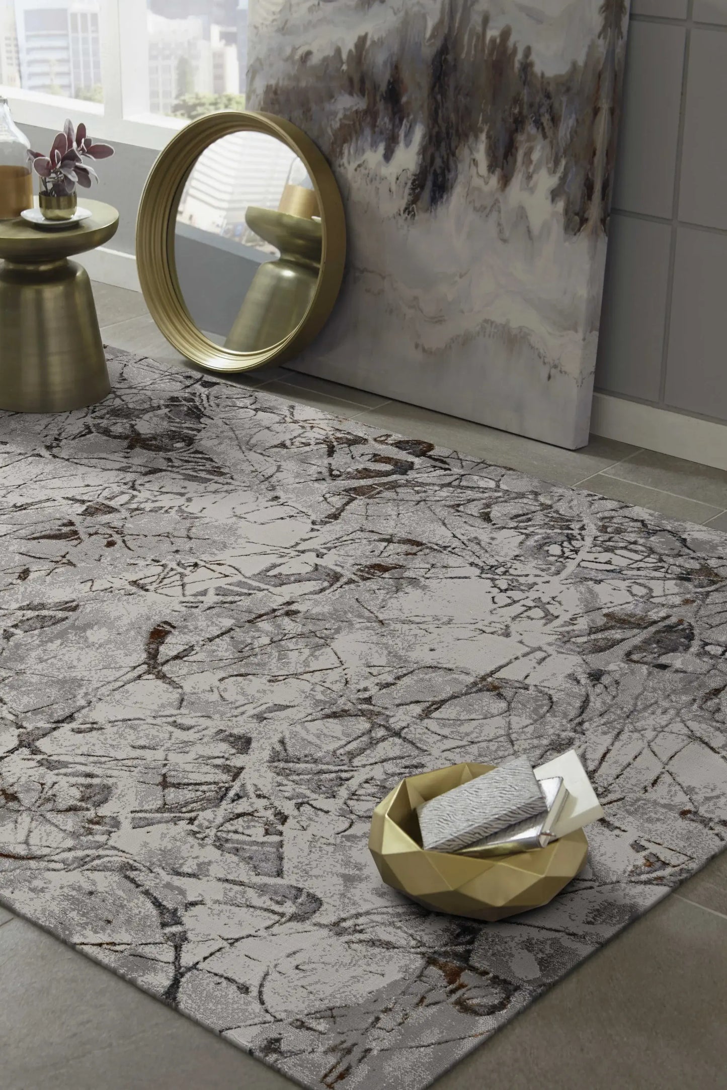 3' X 5' Gray and Ivory Abstract Area Rug - Homeroots - Flyclothing LLC