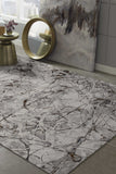 5' X 8' Ivory Grey Machine Woven Abstract Vermicular Indoor Area Rug - Homeroots