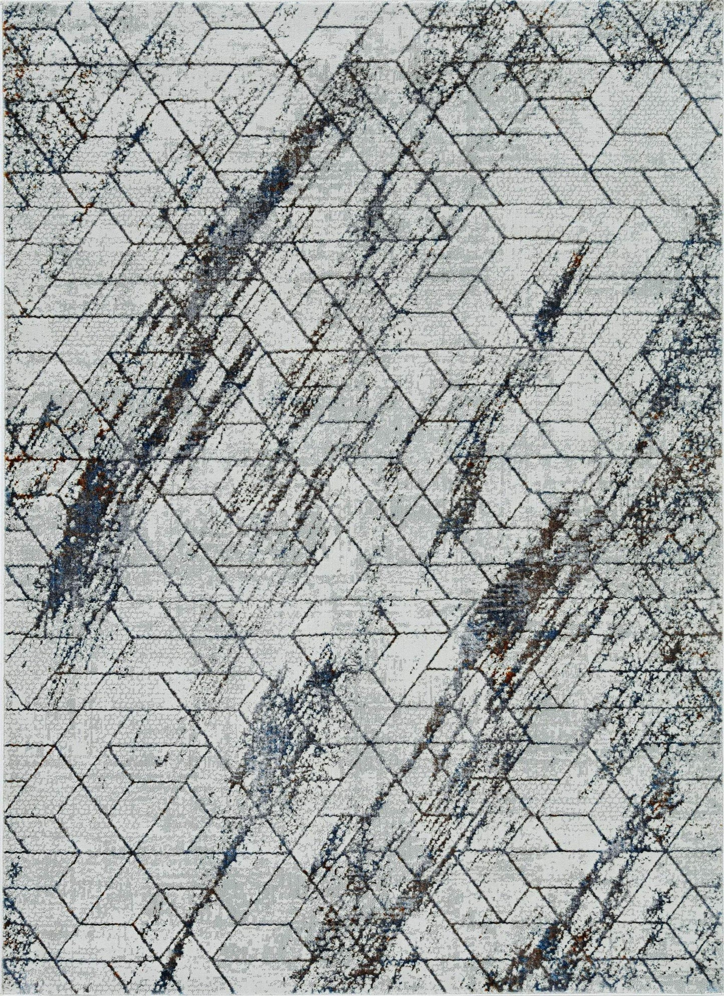 7' Ivory Machine Woven Abstract Geometric Indoor Runner Rug - Homeroots - Flyclothing LLC