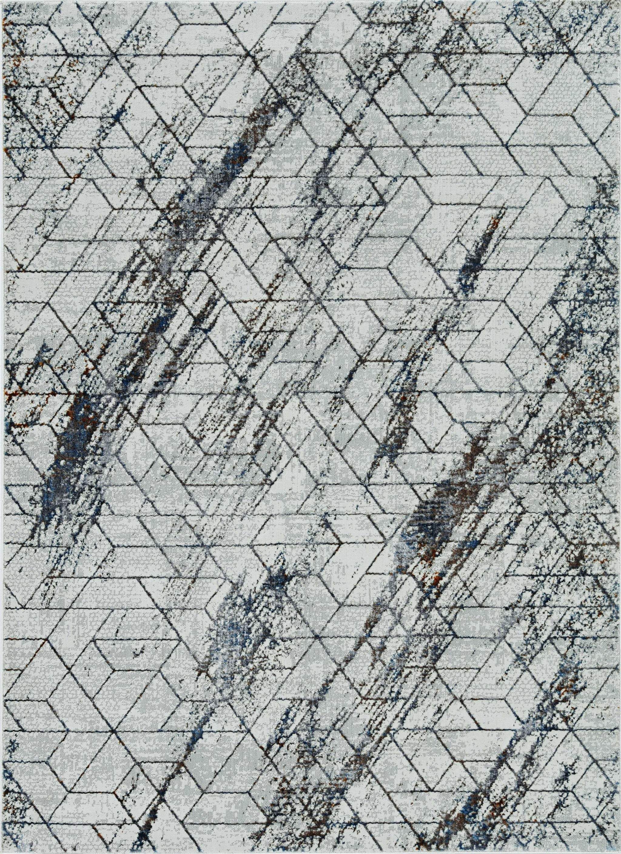 7' Ivory Machine Woven Abstract Geometric Indoor Runner Rug - Homeroots - Flyclothing LLC