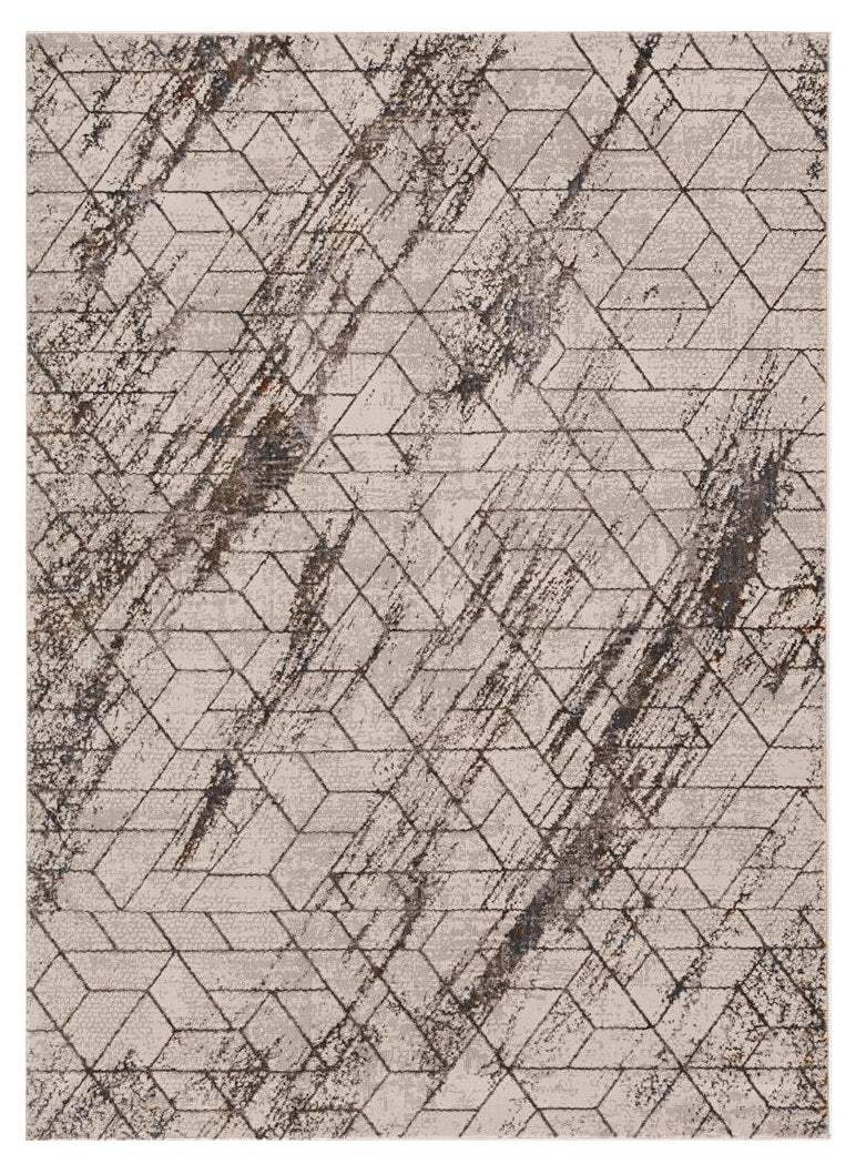 5' X 8' Ivory Geometric Pattern Indoor Area Rug - Homeroots - Flyclothing LLC
